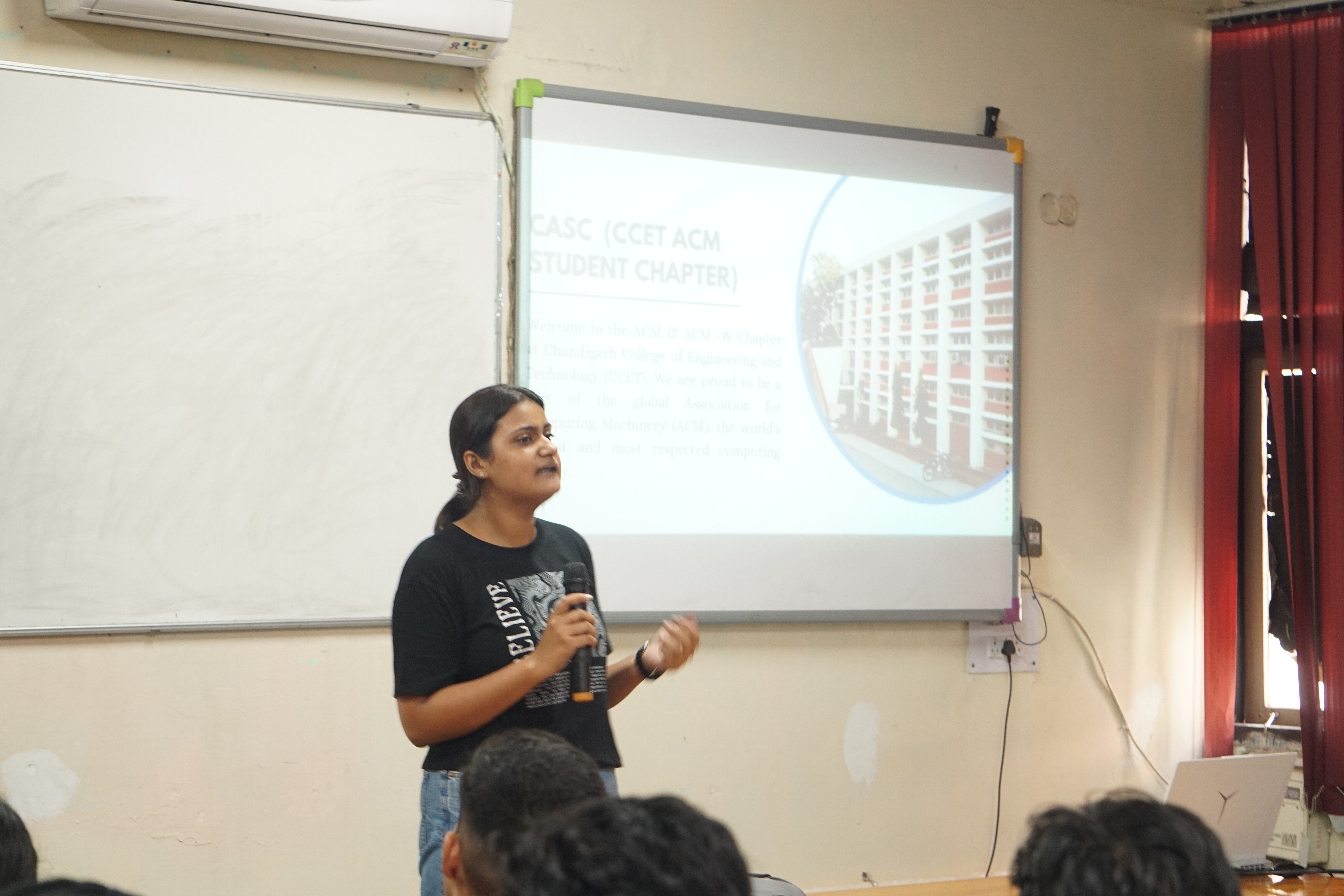 Aishita addressing students